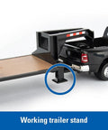 One Thirty Second Scale Big Farm Ram Dually Quad Cab With Lowboy Trailer And SV340B Skid Steer Loader Toy Set trailer hitch detail