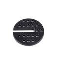 Round black metal throat plate with slots, part of Five Pack Table Inserts For 12 And 14 Inch Band Saws And Scroll Saws