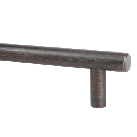 Oil Rubbed Bronze Cabinet Drawer Pulls 25 Pack Contemporary Euro Style Solid Metal Handle close-up showing bronze finish