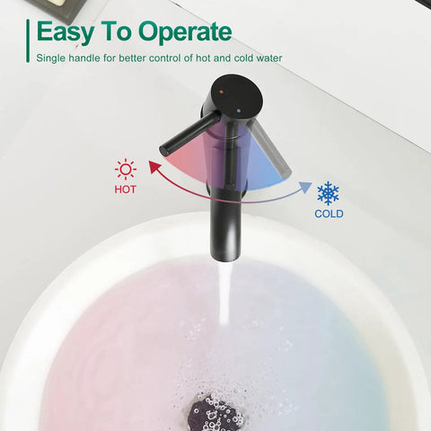 Chrome Vessel Sink Faucet Tall Modern Design With Single Handle One Hole Mount For Vanity Lavatory RV Bathroom, adjustable hot cold flow