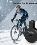 Cyclist riding in snow with High Performance Disc Brake Pads Kit For Bikes And Electric Scooters 4 Pairs in foreground