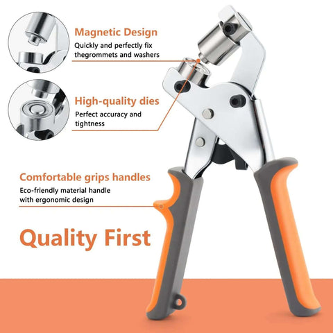 Heavy Duty Manual Grommet Press Kit With 500 Metal Eyelets For Fabric Tarps Banners And Curtains Easy Grip Comfort Handle
