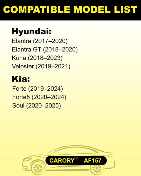 Compatible model list for Beefed Up Engine Air Filter Replacement Fits Hyundai Elantra 2017 to 2020 and Kia Forte 2019 to 2024