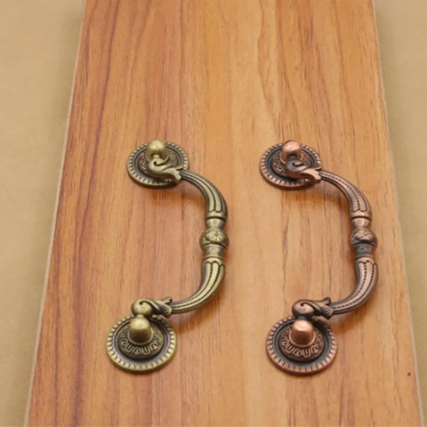 Two Pack Retro Drop Pendant Drawer Pulls Cabinet Handles Antique Style With Vintage Vibe Knobs And 9.6cm Hole Spacing