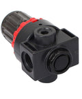 Beefed-Up Compact Pneumatic Air Filter And Pressure Regulator Kit With AR2000, black durable plastic body, quarter inch BSP fittings
