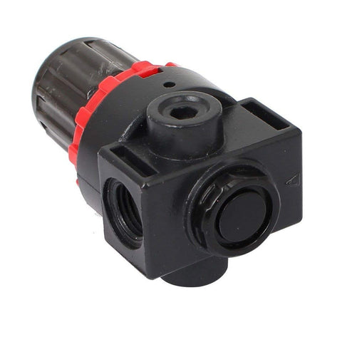 Beefed-Up Compact Pneumatic Air Filter And Pressure Regulator Kit With AR2000, black durable plastic body, quarter inch BSP fittings