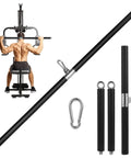 Detachable Lat Pulldown Bar for Home Gym, 360 Degree Rotating Straight Bar with Non Slip EVA Wrapped Handles, bar in use