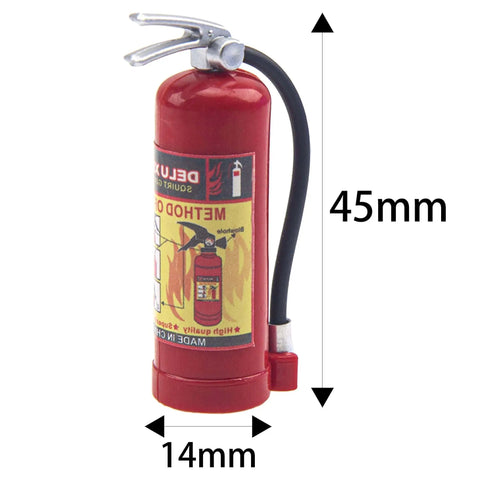 Two Pack 1/10 Scale RC Fire Extinguishers With Stickers, Display Only Decorative Accessories For Traxxas TRX4, shown close-up