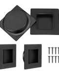 2-3/4 Inch Recessed Finger Flush Pulls For Pocket Doors Matte Black Stainless Steel 4 Pack with screws and hardware