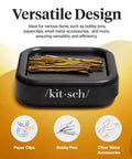 Magnetic Bobby Pin Organizer For Desk And Vanity Strong Pin Holder That Keeps Hair Pins Clips And Paper Clips In One Easy Spot Ideal Gift For Women Black 1 Pc with bobby pins on top