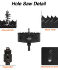 4 Inch Pro Grade Hole Saw Kit for Wood Metal Plastic with sharp drill bit, HSS bi-metal teeth, and chip removal groove