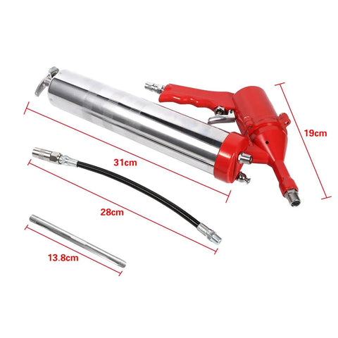 Pistol Grip Grease Gun With 11 Inch Flex Hose One Hand Operation 2400 6000 PSI 14 oz Air Operated Grease Coupler Tool
