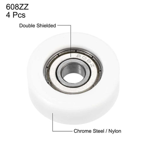 608ZZ Ball Bearing Guide Pulley Roller Wheel 8x32x12mm Double Shielded Chrome Steel Bearings 4 Pieces for industrial equipment