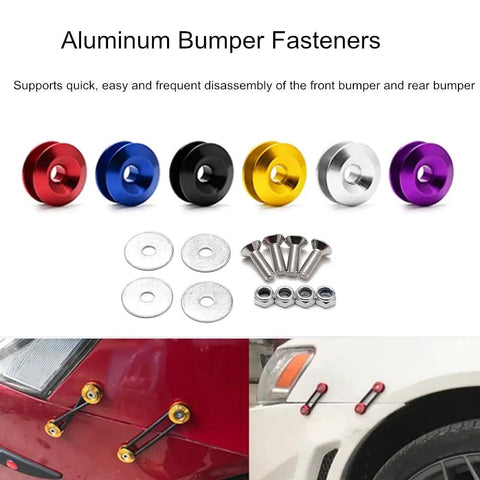 Universal Car Bumper Quick Release Fastener Kit For Front And Rear Bumpers Black With Six O Rings installed on vehicle