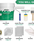 Tub And Tile Refinishing Kit With Odorless White Finish For DIY Bathtub Repair And Refacing Countertops Bathrooms Kitchens Sinks Tiles Includes Full Tools And A 3kg Pack Pro Grade shown with included items such as paint roller, sandpaper, and gloves.