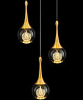 3 Light Gold Pendant Light Fixture With Dimmable LED Teardrop Crystal Cluster For Kitchen Island Dining Room Hallway And Bathroom 15W 3000K Warm White
