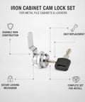 Multipurpose Iron Cam Lock For Metal Cabinets, File Drawers, And Lockers With Silver Finish Replacement Hardware