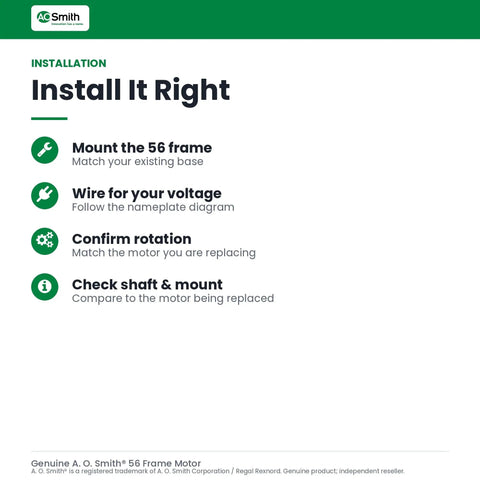 Installation guide for the Three Quarter Horsepower 1725 Rpm 208 To 230 115 Volt 56 Frame Odp Ball Bearing Capacitor Start Motor.
