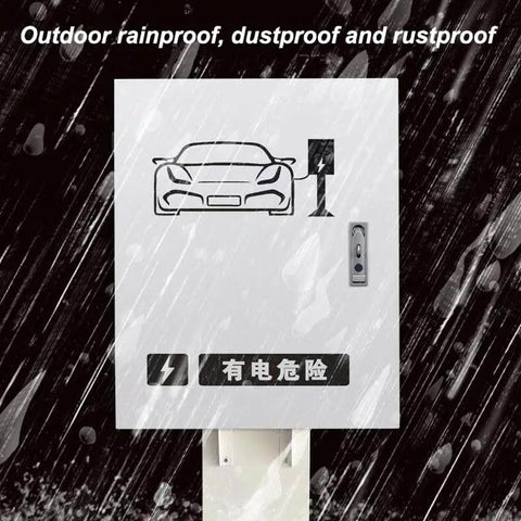 Universal EV Charger Station Cover With Drip Proof Weather Guard And No Fuss Cable Cleanup Plus Heavy Duty Combo Lock For Secure Underground Parking Lot Storage in rain.