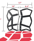 DIY Concrete Path Maker Molds 17 By 17 Inch 1.6 Inch Thick Irregular Stepping Stone Pavers with measurements and pattern.