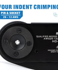 Top Notch IWISS Diesel Grade Deutsch Crimper for Heavy Duty 12 To 26 AWG Wiring with four indent crimping mechanism.