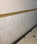 Self Adhesive Flexible Foam Molding Trim 90 Inch Long By 3 Inch Wide 3D Decorative Wall Border in white with floral design.