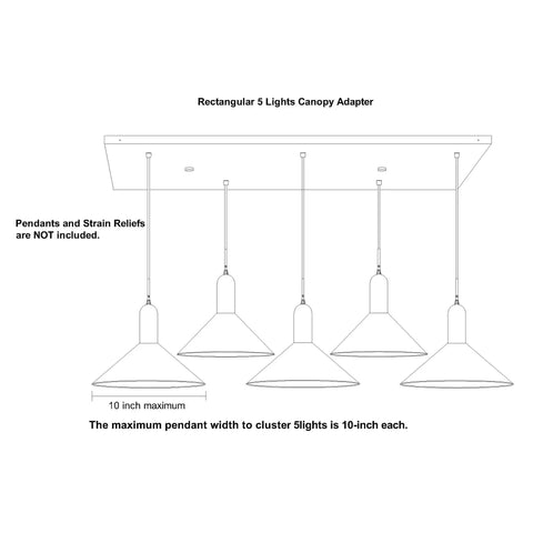 Diagram of a Five Pendant Light Linear Canopy Kit With Plug And Play Easy Install For Multi Pendant Lighting On Kitchen Island