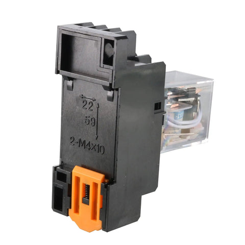 Six Pack AC 110V And 120V 4PDT DIN Rail Power Relay With Socket Set, 14 Terminals, 35mm Mount, Red Indicator, Plastic Shell
