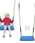 Durable Non Slip Swing Seat With Adjustable Rope For Tree Or Outdoor Backyard Play No Fuss Setup, Kid Safe, Blue PTE Plastic