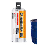Go To Fix For Radiator Leaks Heavy Duty 50ml High Temp Adhesive And Instant Bond Sealant for automotive repair next to oil drum.
