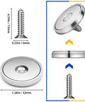 Eight Pack Neodymium Magnet Cups, 100 Lb Pull, Industrial Strength Rare Earth Magnets With Countersunk Hole, Round Base