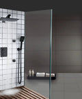 Slick Black Thermostatic Shower System Featuring A Rad 12 Inch Rain Head And Three Mode Handheld Sprayer For A Smooth Bathroom Upgrade And Spacious Tub Combo in modern tiled shower.
