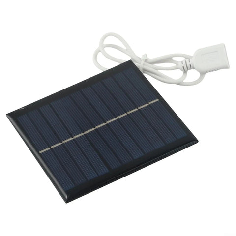 Rugged 5W USB Solar Panel With Monocrystalline Silicon Portable Charger For 3.7V-5V Batteries, showing panel and USB cable.
