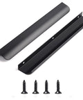 Edge Black Concealed Finger Pulls for Cabinets and Drawers, Aluminum Flat Hidden Door Handles, Back Mount, Matte Black Finish, with Screws