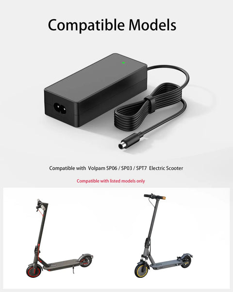 42V 1.7A Electric Scooter Charger For VOLPAM Q1 SP06 SP03 SPT7 36V Li Ion Battery Power Adapter With 9.8 Ft Cord Replacement Suitable For Home Or Travel Charging On The Go