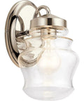 Janiel 10.75 Inch One Light Wall Sconce With Clear Glass In Polished Nickel For Bathroom Vanity, modern dope ambient lighting.