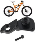 Derailleur Hanger M12x1.75 For Cannondale Mountain Bikes Replacement Thru Axle Hanger, black aluminum with bike and screw visible