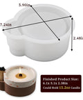 Big Ol Candle Holder Mold for Silicone Resin and Concrete DIY Vessels showing dimensions and finished candle example