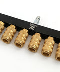 Six Way Air Manifold With One Quarter Inch NPT Quick Connect, industrial pneumatic splitter, six brass fittings