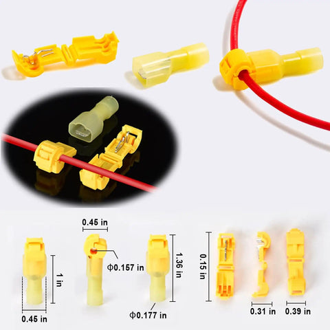 T Tap Wire Connectors Kit For Car Audio And Speaker Wiring, Quick Splice Self Stripping Terminals, nylon quick disconnects sizing details