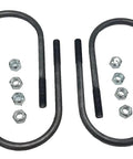 Trailer Axle Bolt Kit for 9K 10K GD Axles Five Eighths Inch U Bolt by Nine Inches Fits Two Point Five Inch Springs Heavy Duty Trailer Connection Reduces Wobble and Movement During Transport Truck Ready, black steel bolts and nuts