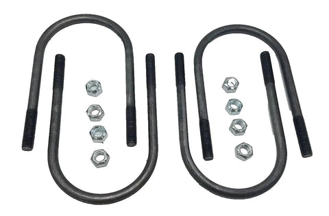 Trailer Axle Bolt Kit for 9K 10K GD Axles Five Eighths Inch U Bolt by Nine Inches Fits Two Point Five Inch Springs Heavy Duty Trailer Connection Reduces Wobble and Movement During Transport Truck Ready, black steel bolts and nuts
