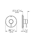 Technical drawing of Essence Single Handle Pressure Balance Shower Trim With Control Module in StarLight Chrome for 1 Inch Rough In Valve