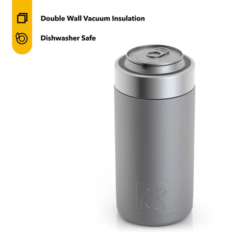 Craft 16 Oz Can And Bottle Cooler With Double Wall Insulation Sweat Proof Stainless Steel Coozie Keeps Drinks Cold Matte Graphite