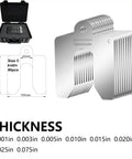 Pro Grade 80-Piece 4 By 4 Inch Shim Stock Kit With Durable Storage Case, 304 Stainless Steel Slotted Shims, thicknesses 0.001 to 0.075 inches