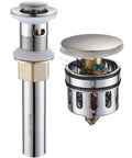 Vessel Sink Drain Pop Up Stopper With Built In Anti Clogging Strainer Brushed Nickel Finish, Overflow Ready With Strainer