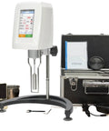 Digital Rotary Viscometer With Five Inch Touch Screen And Four Stainless Blades Offering Legit Accurate Readings For One To One Hundred Thousand MPaS setup with case and accessories.