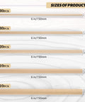 The Real Deal Unfinished Maple Dowel Rods 100 Piece Value Bundle showing size options in 6 inch lengths and varying diameters.