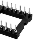 Close-up of DIP IC Socket Adapter Set, 2.54mm Pitch, Dual Row 15.2mm, 40 Round Pins, Soldering Friendly, Black Silver Tone