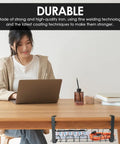 Person working at desk with No Drill Under Desk Cable Management Tray Set, 2 Pack Clamp On Metal Wire Cable Organizer seen below
